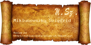 Miklusovszky Szigfrid névjegykártya